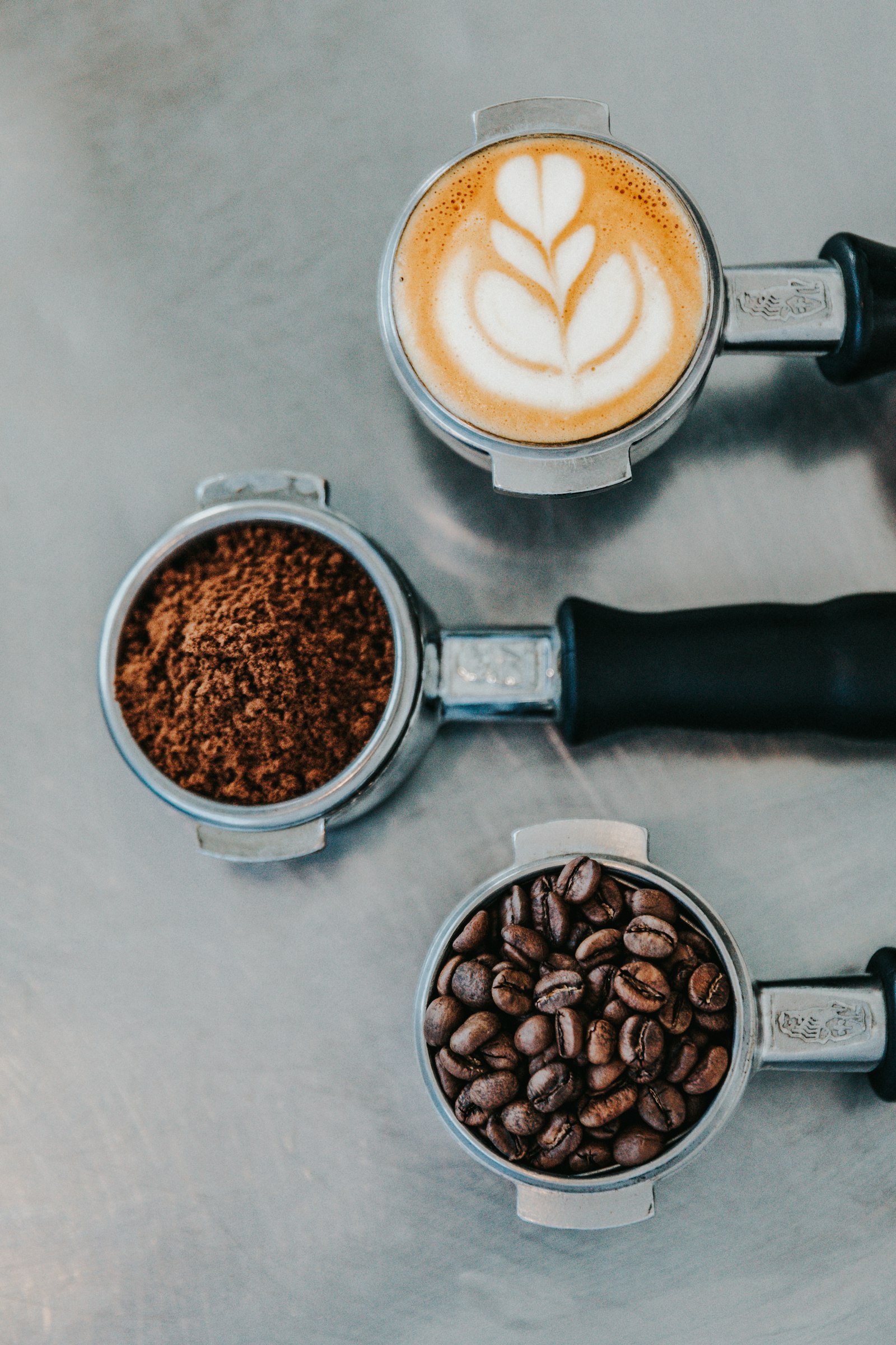Freshly ground coffee in a portafilter